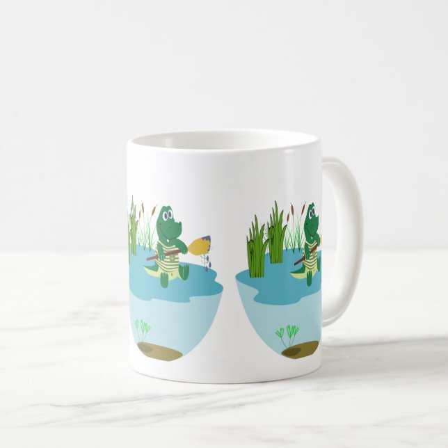 Majestic Crocodile by the Lake - Wild Life Art Coffee Mug (Front Right)