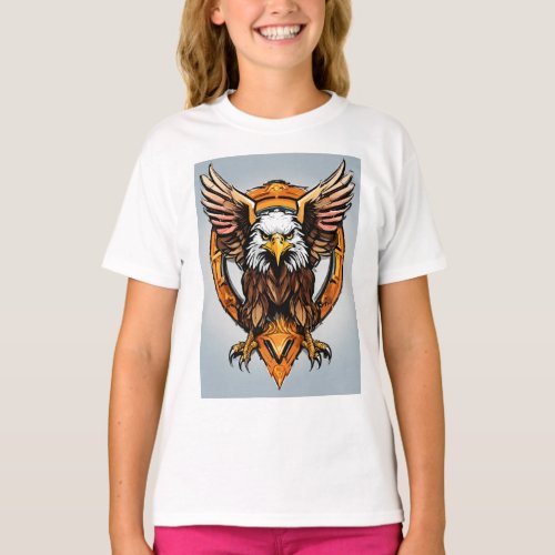  Majestic Crystal Eagle girls T_Shirt Design 