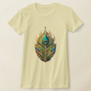 Majestic Crystal Peacock Feather Women's Slim Fit T-Shirt