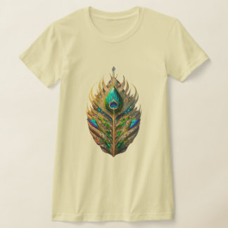 Majestic Crystal Peacock Feather Women's Slim Fit T-Shirt