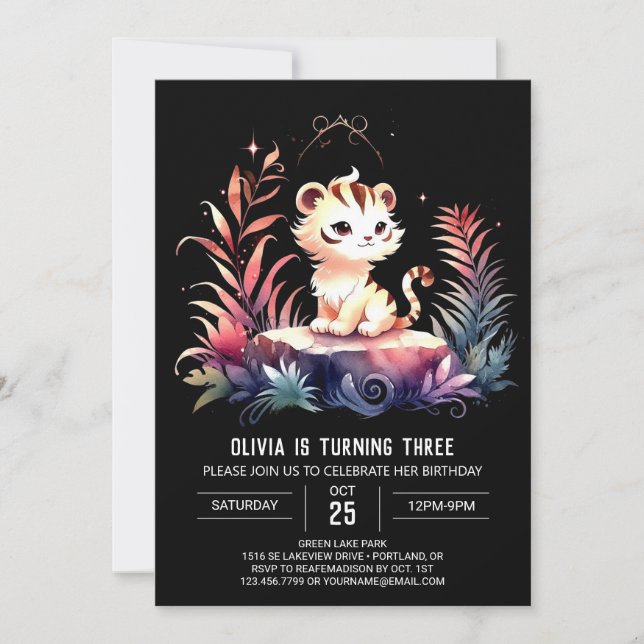 Majestic Custom Tiger Birthday Invitation (Front)