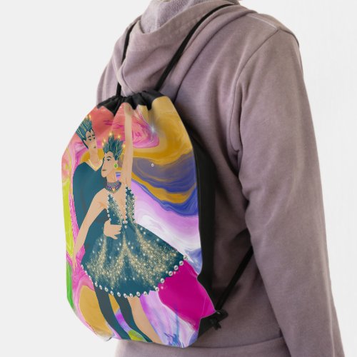 Majestic Dance of Colors Drawstring Bag