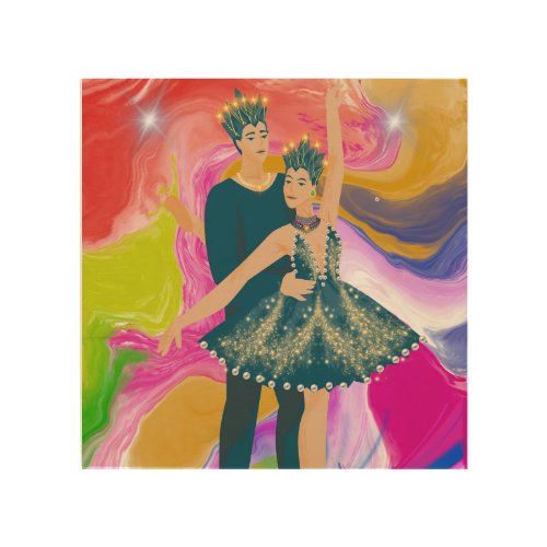 Majestic Dance of Colors Wood Wall Art