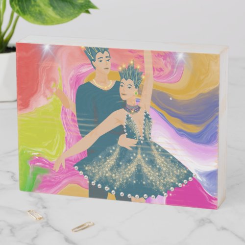 Majestic Dance of Colors Wooden Box Sign