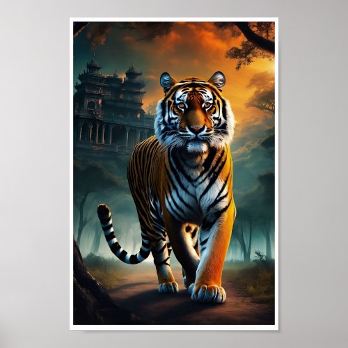 Majestic Danger Tiger Art Poster