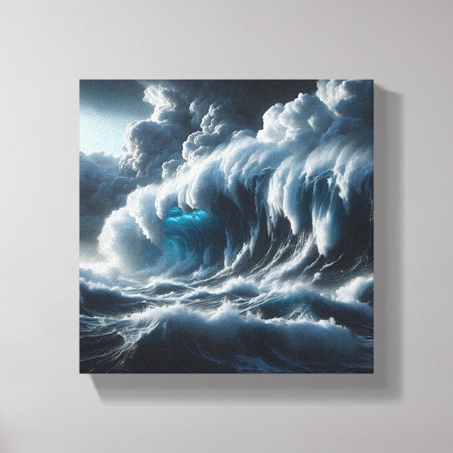 Majestic Dark Blue Ocean Wave - Dramatic Stormy  Canvas Print (Front)