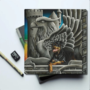 Majestic Dark Fantasy Rottweiler Gargoyle Castle 3 Ring Binder