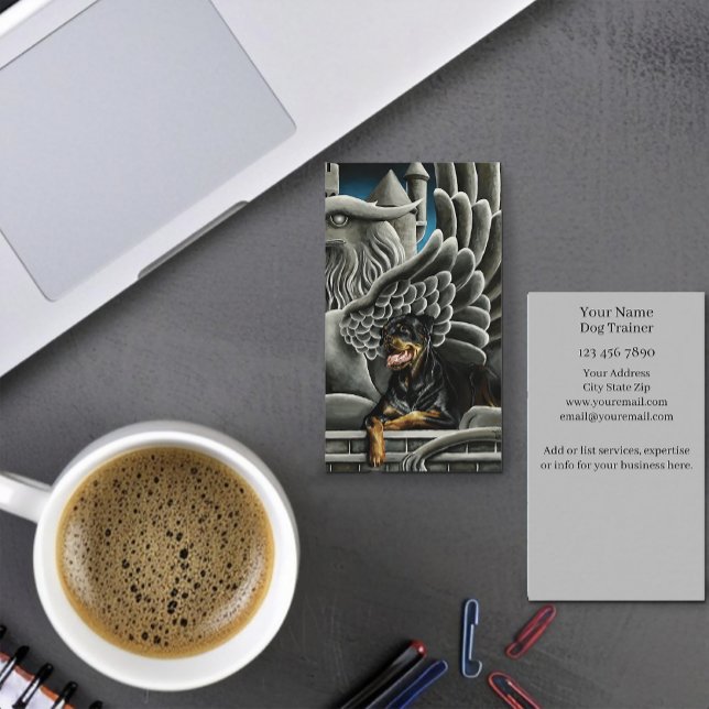 Majestic Dark Fantasy Rottweiler Gargoyle Castle Business Card (Creator Uploaded)