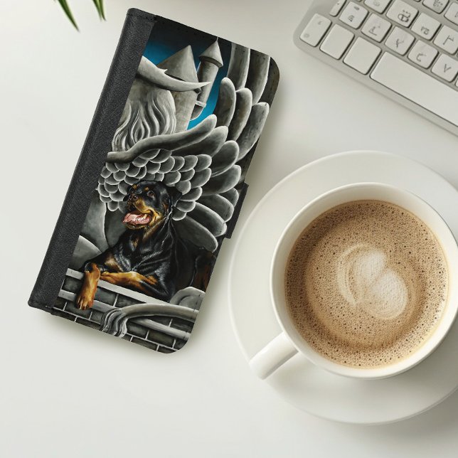 Majestic Dark Fantasy Rottweiler Gargoyle Castle iPhone Wallet Case (Creator Uploaded)