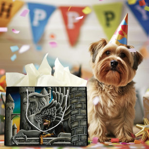 Majestic Dark Fantasy Rottweiler Gargoyle Castle Large Gift Bag