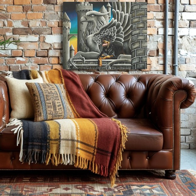 Majestic Dark Fantasy Rottweiler Gargoyle Castle Metal Print (Creator Uploaded)