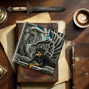 Majestic Dark Fantasy Rottweiler Gargoyle Castle Notebook