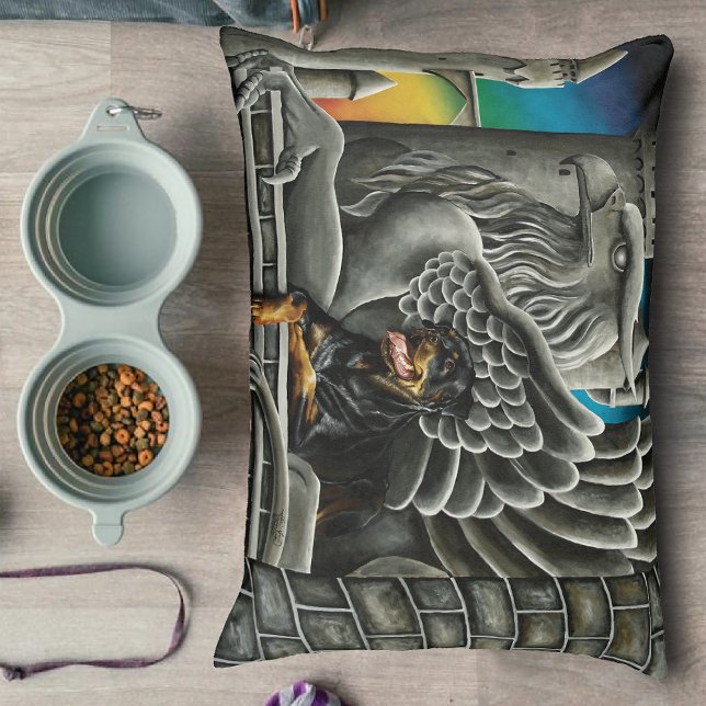 Majestic Dark Fantasy Rottweiler Gargoyle Castle Pet Bed (Creator Uploaded)