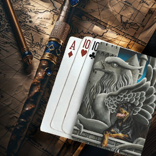 Majestic Dark Fantasy Rottweiler Gargoyle Castle Poker Cards