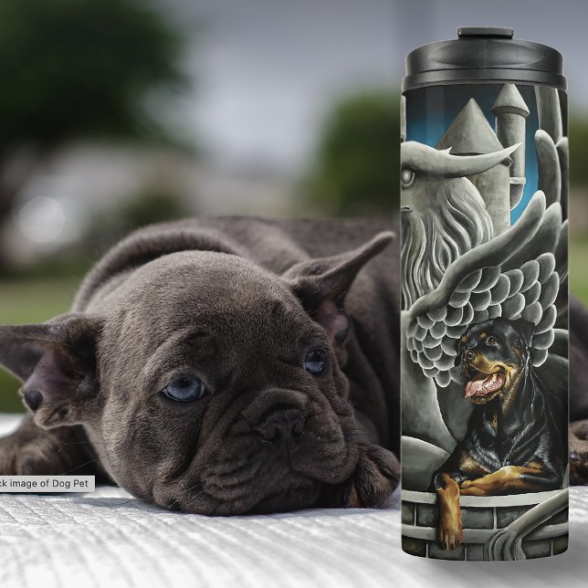 Majestic Dark Fantasy Rottweiler Gargoyle Castle Thermal Tumbler (Creator Uploaded)