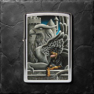 Majestic Dark Fantasy Rottweiler Gargoyle Castle Zippo Lighter