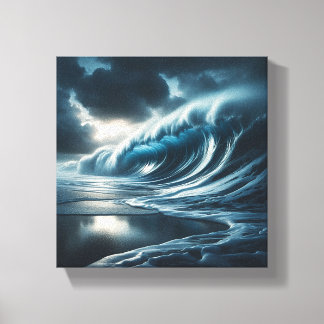 Majestic Dark Teal Ocean Wave - Dramatic Stormy Canvas Print
