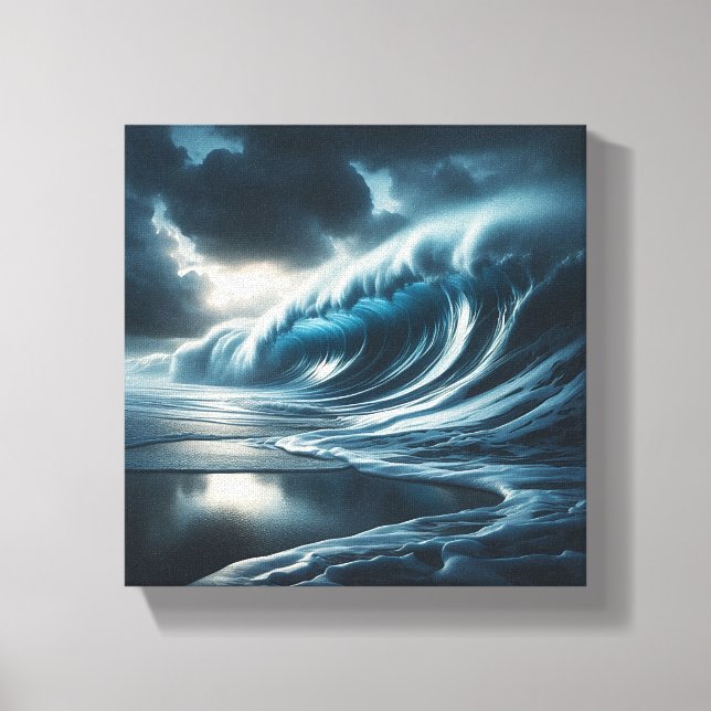 Majestic Dark Teal Ocean Wave - Dramatic Stormy  Canvas Print (Front)