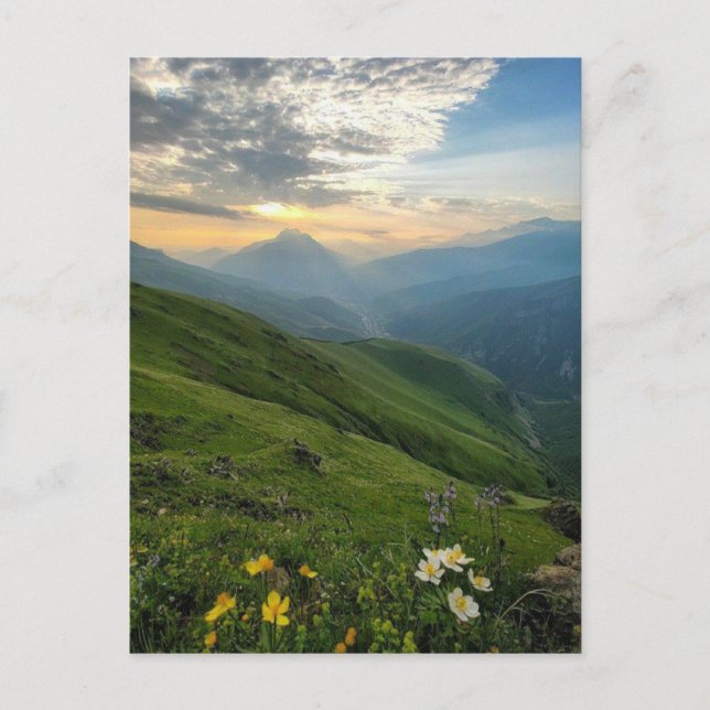 Majestic Dawn in the Russian Highlands Postcard (Front)
