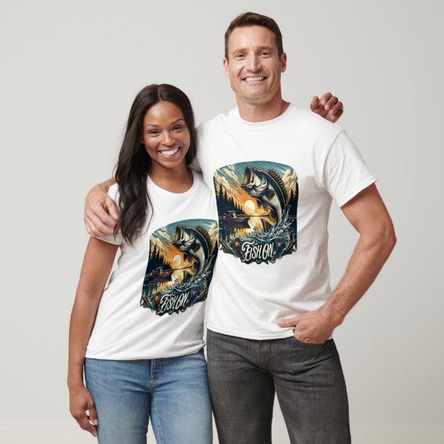 Majestic Dawn Leap A Bass Skyward Fish On T-Shirt (Unisex)