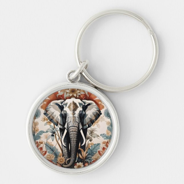 Majestic Decorated Elephant Wildlife Keychain (Front)