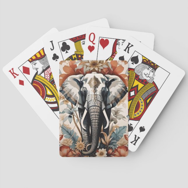 Majestic Decorated Elephant Wildlife Poker Cards (Back)
