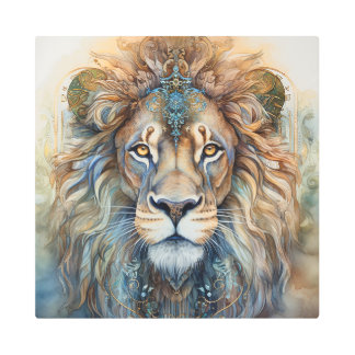 Majestic Decorated Lion Metal Print