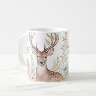 Majestic Deer and Floral Harmony Coffee Mug