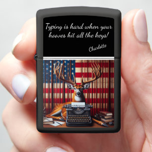 Majestic Deer and the Ghostly Typewriter Zippo Lighter