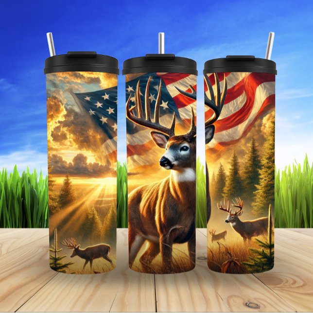 Majestic Deer at Sunrise Glory Thermal Tumbler (Creator Uploaded)