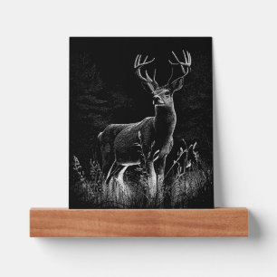 Majestic Deer Black and White Picture Ledge Art