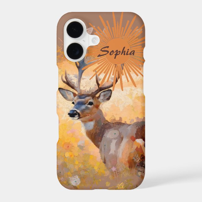 Majestic Deer in a Field of Wildflowers iPhone Case (Back)
