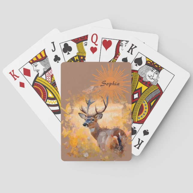 Majestic Deer in a Field of Wildflowers Poker Cards (Back)