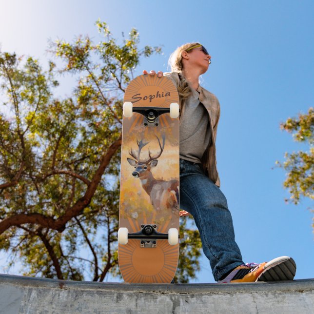 Majestic Deer in a Field of Wildflowers Skateboard (Outdoor 1)