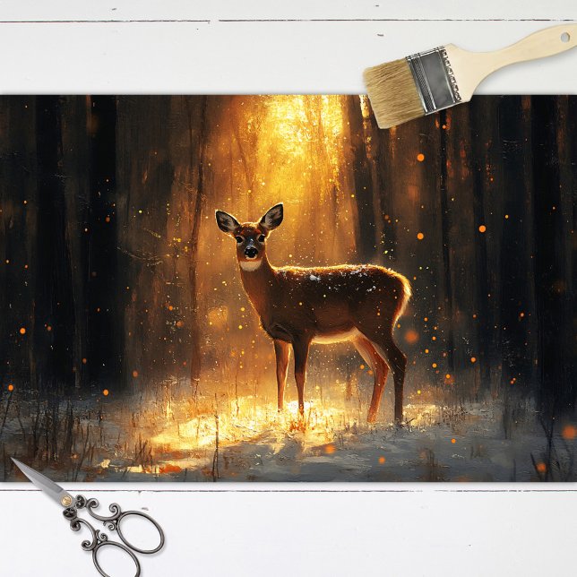 Majestic Deer in a Winter Forest Decoupage Tissue Paper (Creator Uploaded)