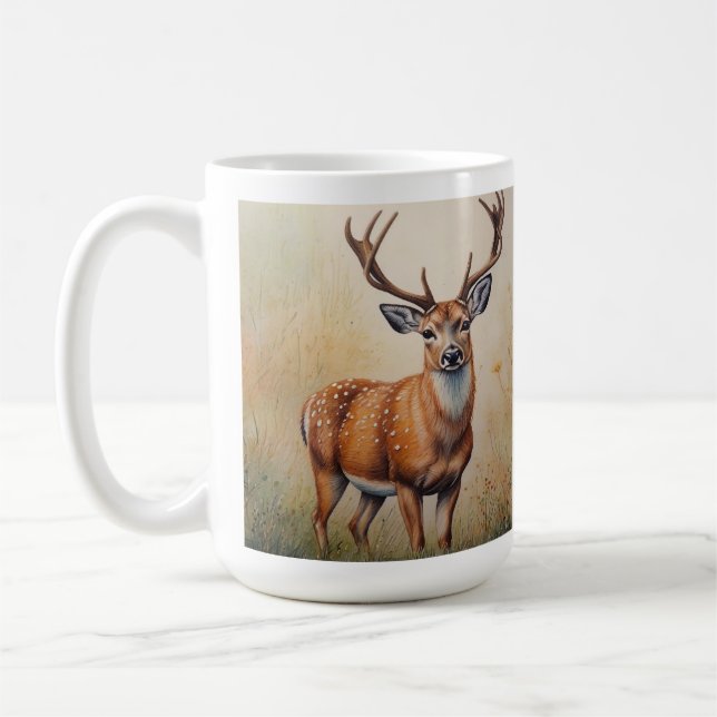 Majestic Deer In Autumn Forest Wildlife Coffee Mug (Left)