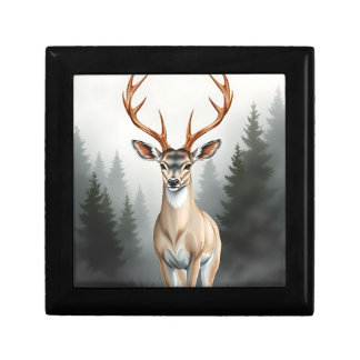 Majestic Deer in Misty Forest – Tranquil Wildlife  Gift Box