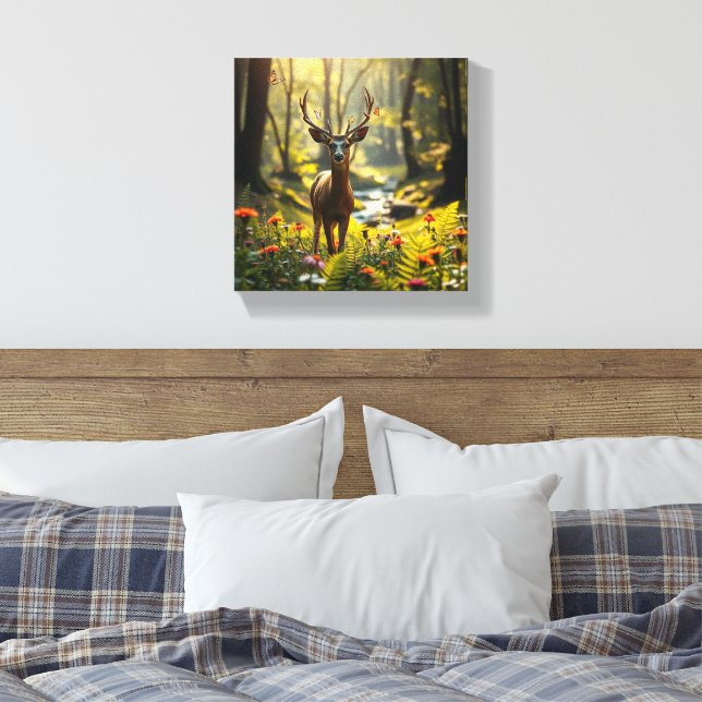 Majestic Deer in Nature Canvas Print (Insitu(Bedroom))