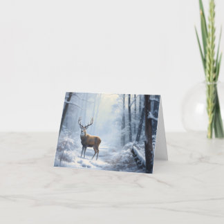 Majestic Deer in Oil Painting Splendor Holiday Card