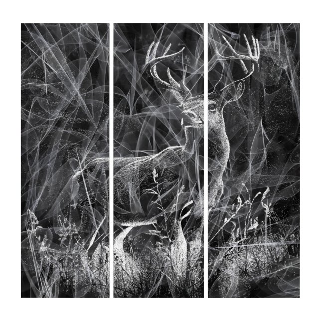 Majestic Deer in the Wilderness – Black&White Art (Front)