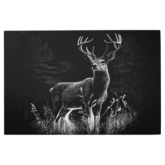 Majestic Deer in the Wilderness – Black&White Art (Front)