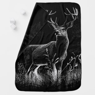 Majestic Deer in the Wilderness – Black&White Art Baby Blanket
