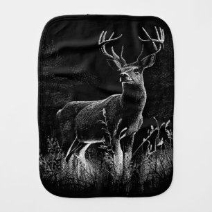 Majestic Deer in the Wilderness – Black&White Art Baby Burp Cloth