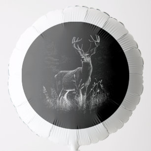Majestic Deer in the Wilderness – Black&White Art Balloon