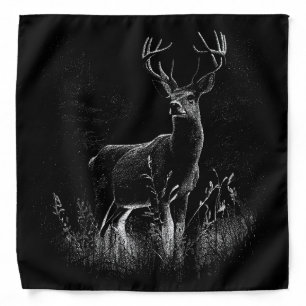 Majestic Deer in the Wilderness – Black&White Art Bandana