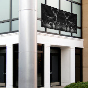Majestic Deer in the Wilderness – Black&White Art Banner