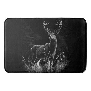Majestic Deer in the Wilderness – Black&White Art Bath Mat