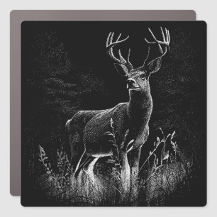 Majestic Deer in the Wilderness – Black&White Art Car Magnet