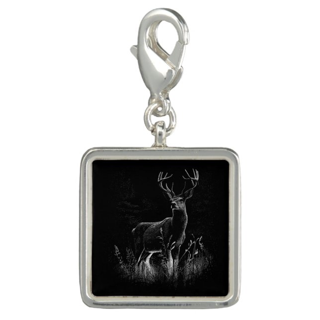 Majestic Deer in the Wilderness – Black&White Art Charm (Front)