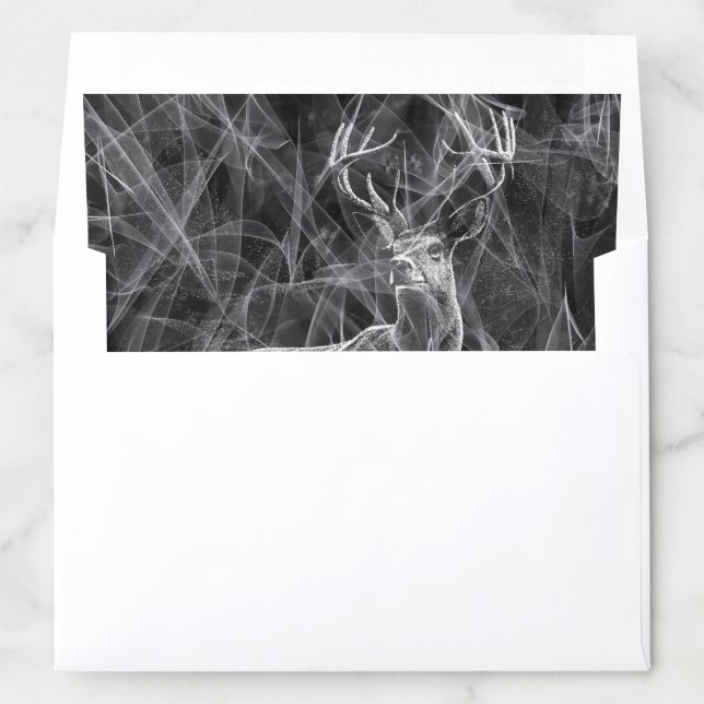 Majestic Deer in the Wilderness – Black&White Art  Envelope Liner (In Envelope)